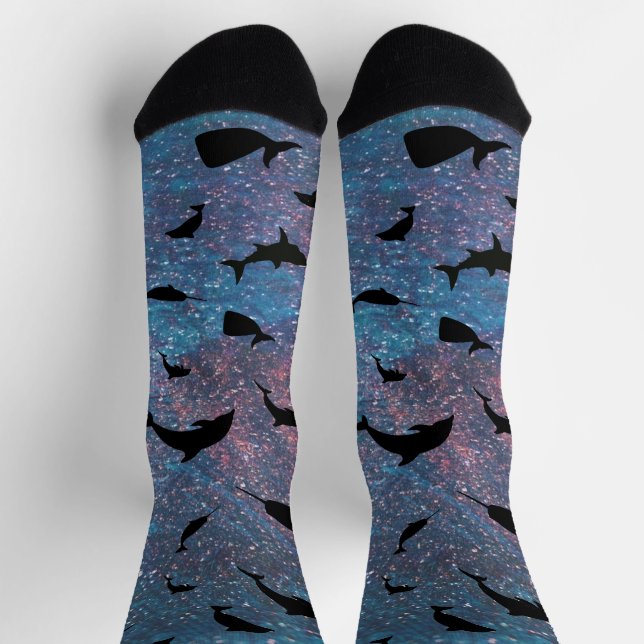 Chaussette requin de l'ombre baleine sur galaxie en pente (Haut)