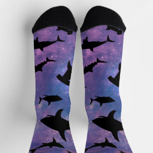 Chaussette requin de l'ombre baleine sur galaxie en pente