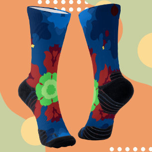 Chaussette Retro Mandala bleu rouge et vert