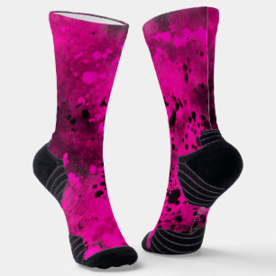 Chaussette Retro Pink & Black Paint Splatter