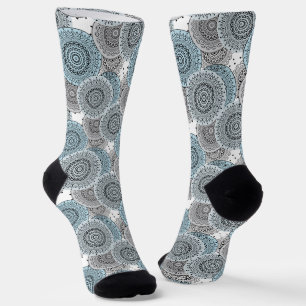 Chaussette Rétro, rétro motif, bleu et gris, élégant