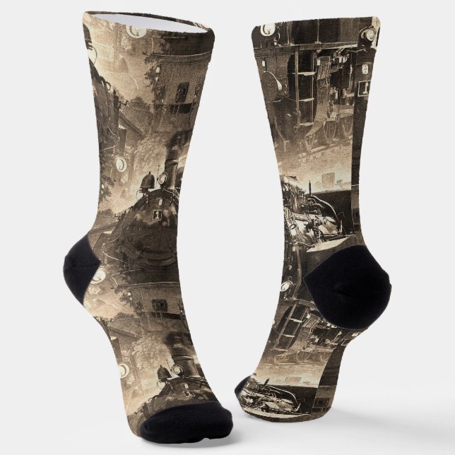 Chaussette Rêves à vapeur - Chaussettes de moteur ferroviaire (Angulaire)