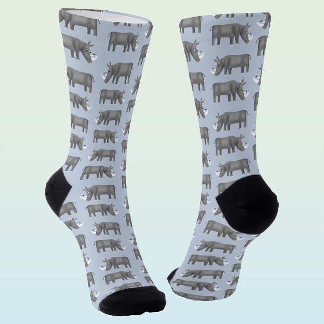 Chaussette Rhinoceros (Fun rhino pattern blue socks for animal lovers)