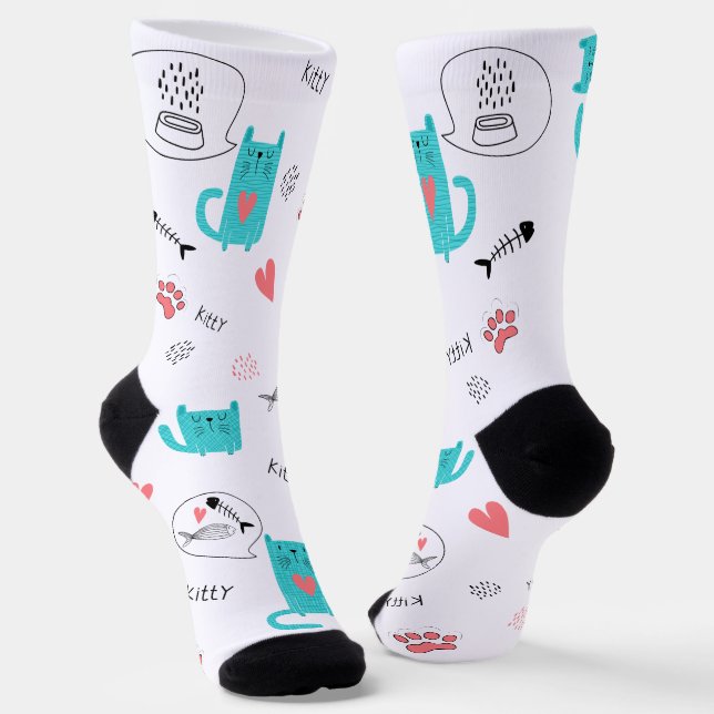 Chaussette Robin Oeuf Bleu Cute Chat Motif (Angulaire)