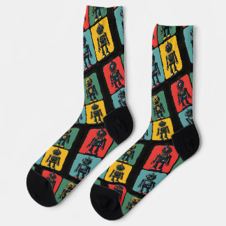 Chaussette Robots de caricature Retro Sci Fi