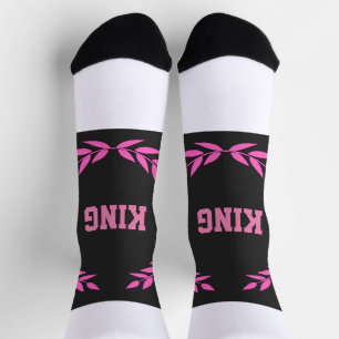 Chaussette Roi de la couleur rose Texte imprimé Femmes Hommes