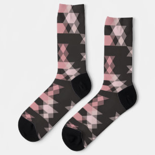 Chaussette rose blanc et gris géométrique