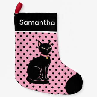 Chaussette Rose Chat Noir Rétro