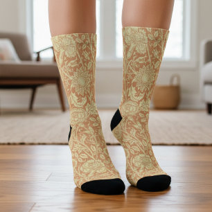 Chaussette Rose et rose par William Morris, fleurs vintage