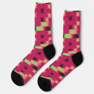 Chaussette rose et vert géométrique
