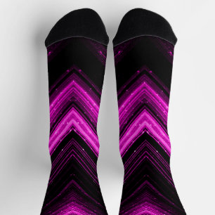 Chaussette Rose magenta métallisé galaxie chevron lignes scin