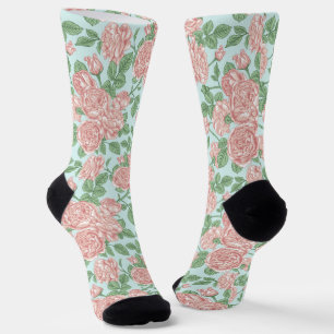 Chaussette Rose rose Jardin Bouquet Motif