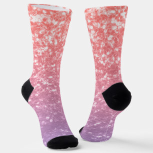 Chaussette Rose rose violet lilas faux étincelles scintille