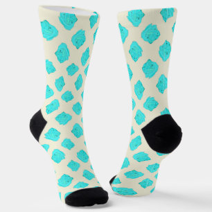 Chaussette Roses bleus sur chaussettes crème