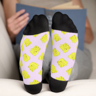 Chaussette Roses jaunes sur chaussettes roses