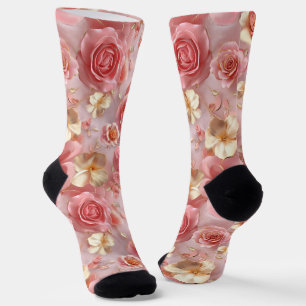 Chaussette Roses roses douces sur le sol Pastel