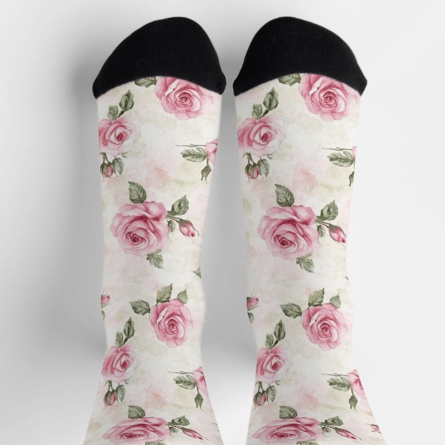 Chaussette Roses roses roses florales (Haut)