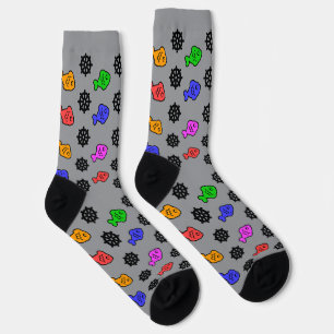 Chaussette Roues Poissons Gris