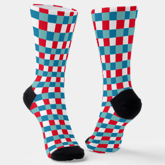 Chaussette Rouge Blanc Bleu Tartan Carreaux 4 juillet rétro