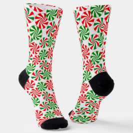 Chaussette Rouge blanc et vert Peppermenthe Candy Swirl