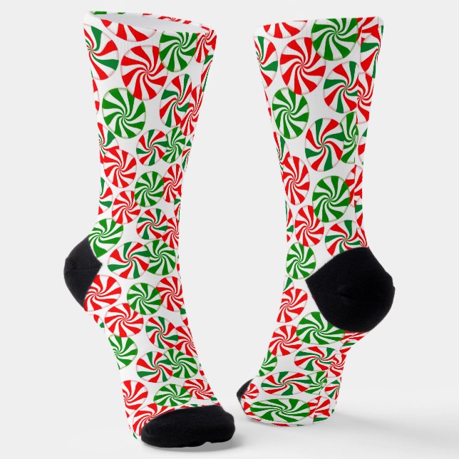 Chaussette Rouge blanc et vert Peppermenthe Candy Swirl (Angulaire)