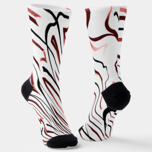 Chaussette Rouge blanc noir Abstrait rayure design