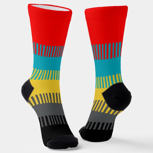 Chaussette Rouge Bleu Jaune Blanc Gris Chic Motif unique (Angulaire)