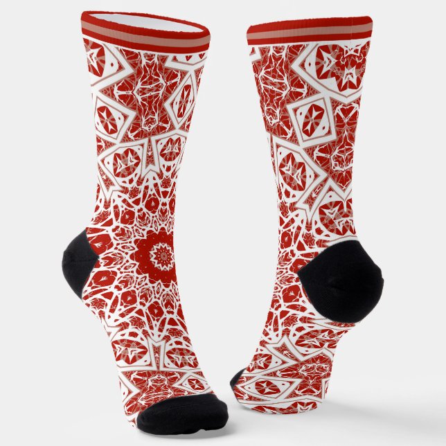 Chaussette rouge et blanc, bandana ethnique (Angulaire)