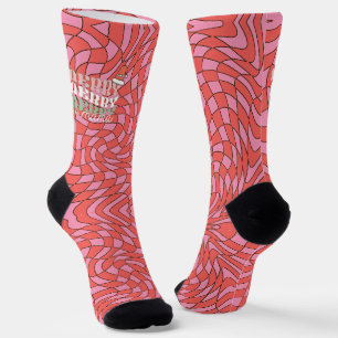 Chaussette Rouge Rétro et Tourbillon Rose   Joyeux Noël Maman