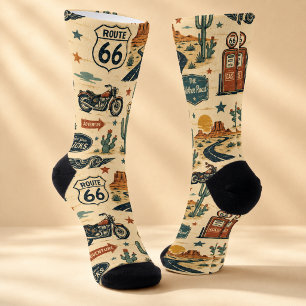 Chaussette route 66 Moto Station-service Road Trip Style