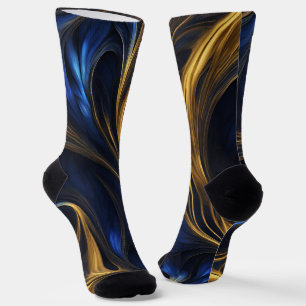 Chaussette Royal Blue Gold Abstrait Swirl