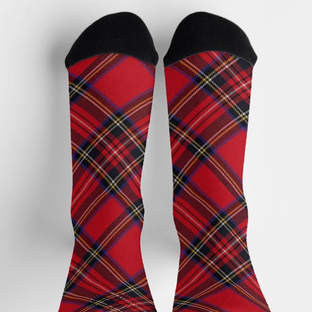 Chaussette Royal Stewart tartan rouge noir plaid (Haut)