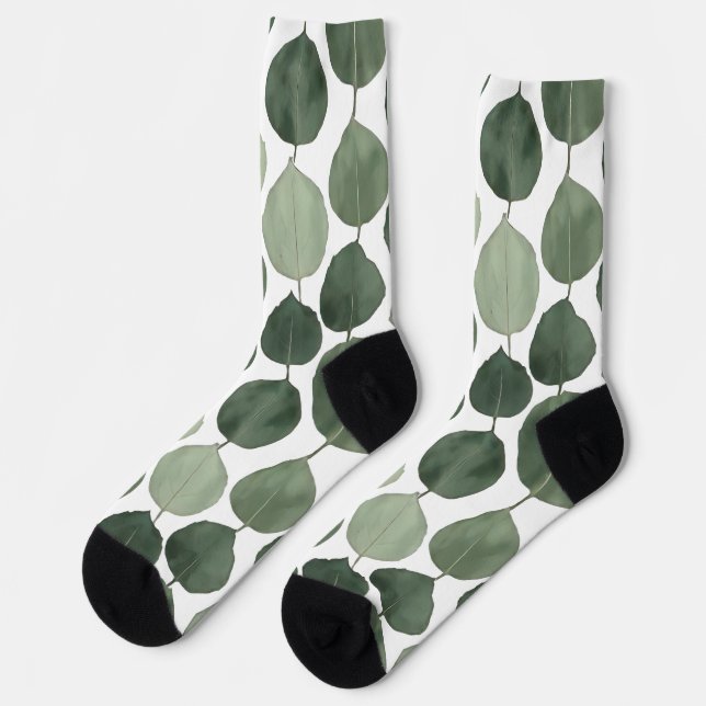 Chaussette Sage Green Eucalyptus Leaf Pattern Botanical Plant (Gauche)