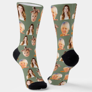 Chaussette Sage Green Funny Personnalisé Maman de 3 Enfants P