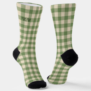 Chaussette Sage Green Ish Preppy En vichy Plaid