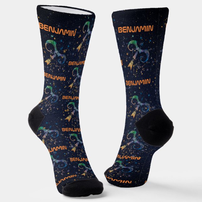 Chaussette Sagittaire Constellation Zodiaque Aquarelle Galaxi (Angulaire)