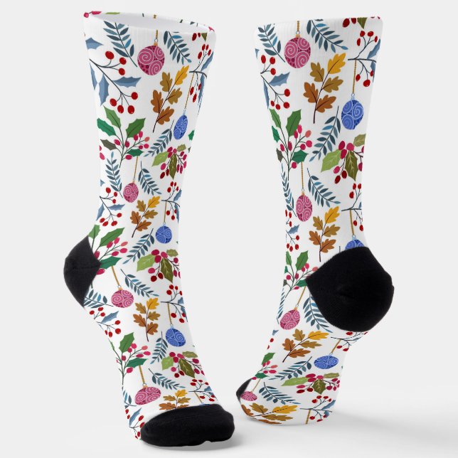 Chaussette Saint Noël avec motif ornementale de Noël (Angulaire)