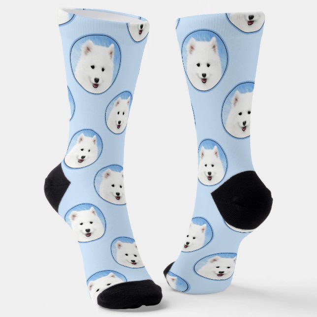Chaussette Samoyed Puppy Peinture blanc mignonne Original Chi (Angulaire)