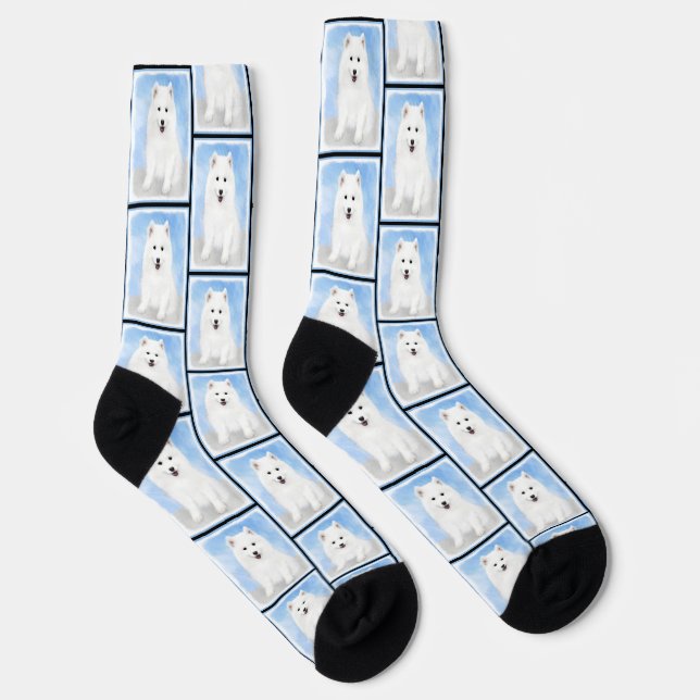 Chaussette Samoyed Puppy Peinture blanc mignonne Original Chi (Droite)