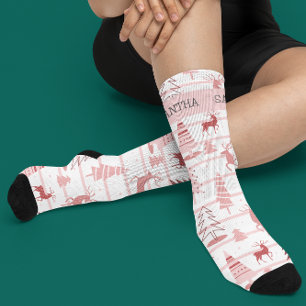 Chaussette Sapin de Noël personnalisé Reindeer Rose Fêtes de 