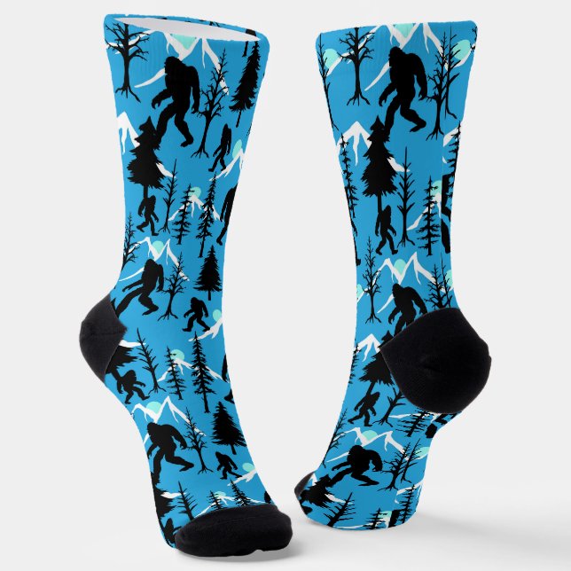 Chaussette Sasquatch Squatchin in the Woods Bigfoot Blue (Angulaire)