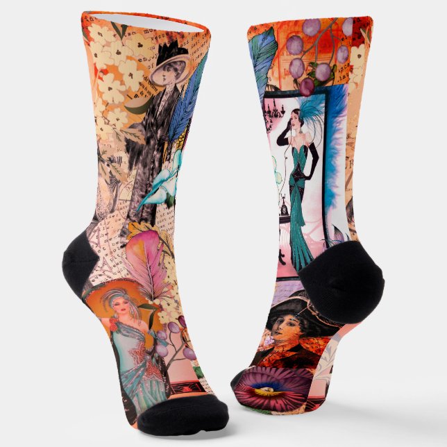 Chaussette Scène de mode vintage (Angulaire)