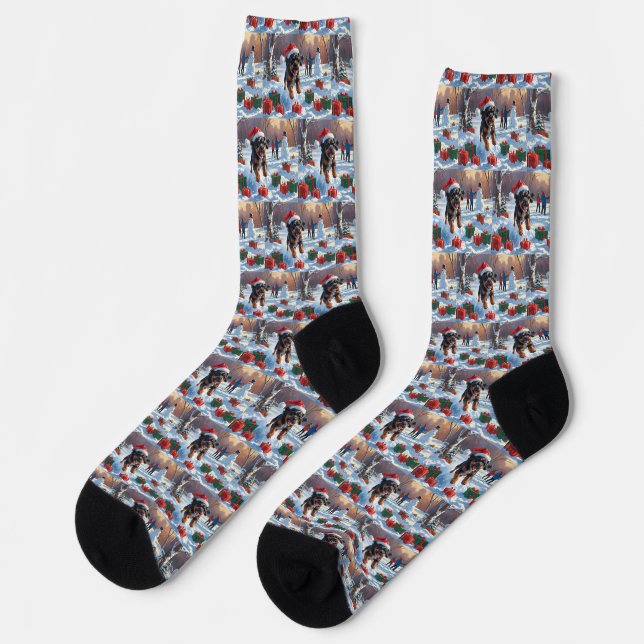 Chaussette Scène de Noël des Bouviers des Flandres (Gauche)