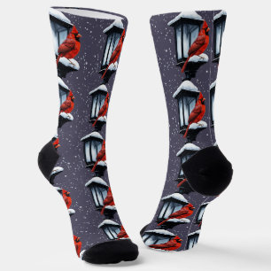 Chaussette Scène hivernale avec carte de Noël de vacances d'o