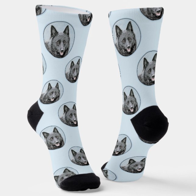 Chaussette Schipperke Peinture Black Cute Original Chien Art (Angulaire)