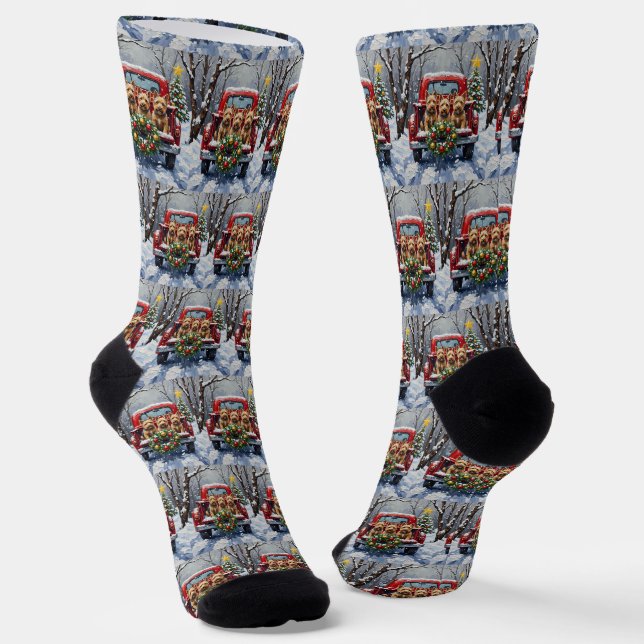 Chaussette Scottish Terrier Christmas Red Truck Holiday (Angulaire)