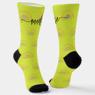 Chaussette Script de nom moderne pastel personnalisé arc-en-c