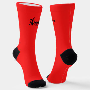 Chaussette Script monogramme texte moderne noir et rouge