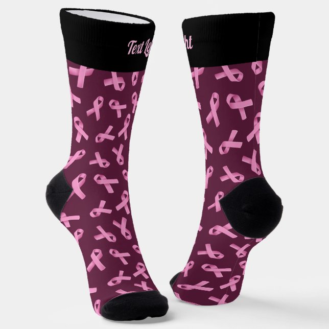Chaussette Sensibilisation au cancer du sein Motif de ruban r (Angulaire)