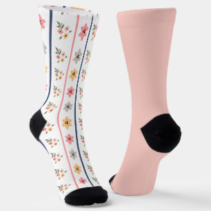 Chaussette Shabby Chic Pastel Peach Floral Odd Inégalé
